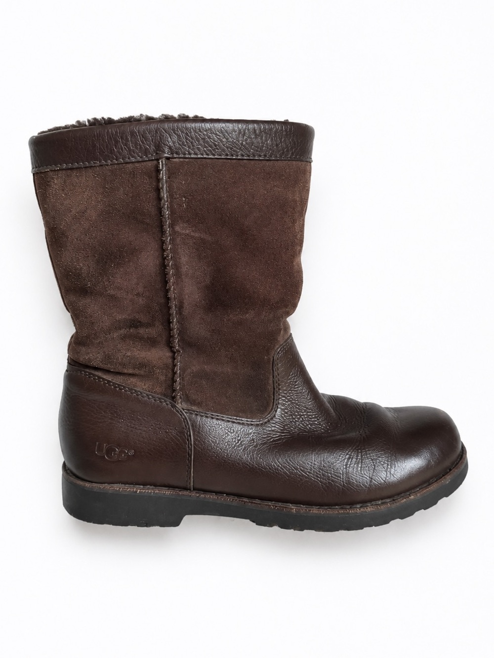 UGG Riverton Leather Sheepskin Winter Boots Brown Women’s Size 6